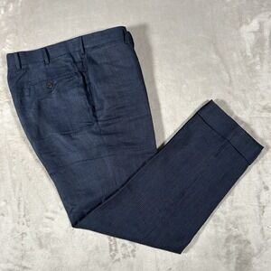 Suit Supply Brescia Pants Mens 36x31 Blue Wool Glen Plaid Dress Trouser Straight